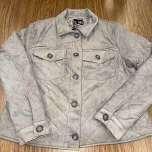 Kut From The Kloth Gray Faux Suede Button Up Jacket Sz Xl NWT